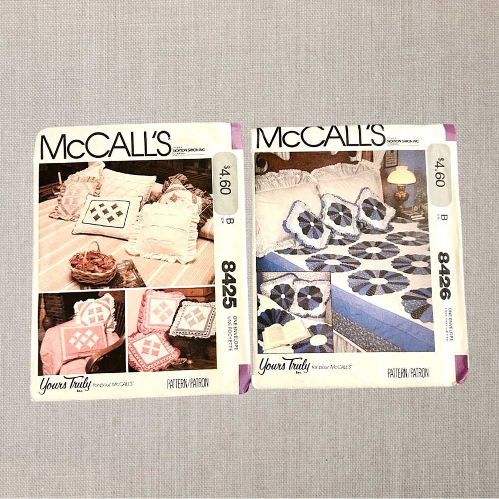 Vintage McCall’s “Yours Truly” 1983 Pillow & Quilt Sewing Patterns